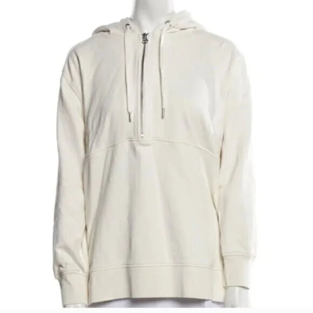 La Ligne Super Half Zip Hoodie Sweatshirt White Size XS